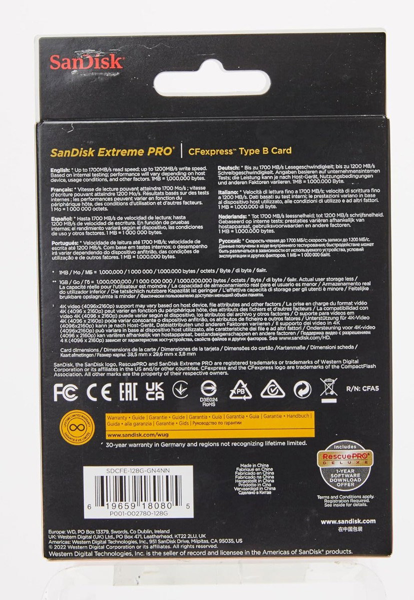 SanDisk 128GB Extreme PRO CFexpress Card Type B (SDCFE-128G-GN4NN)