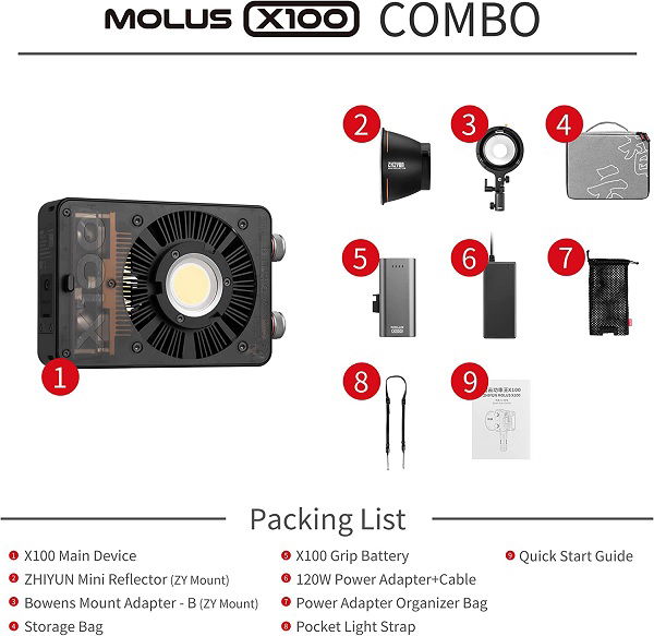Zhiyun MOLUS X100 Pocket COB Light Combo (ZH-X100-COMBO)