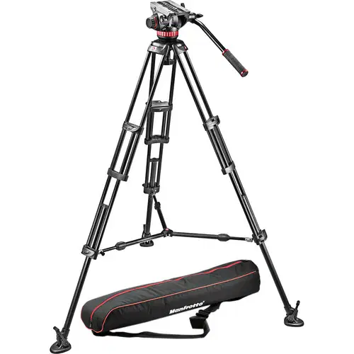 Manfrotto Professional fluid video system/ aluminum / ground spreader (MVH502+546GB)