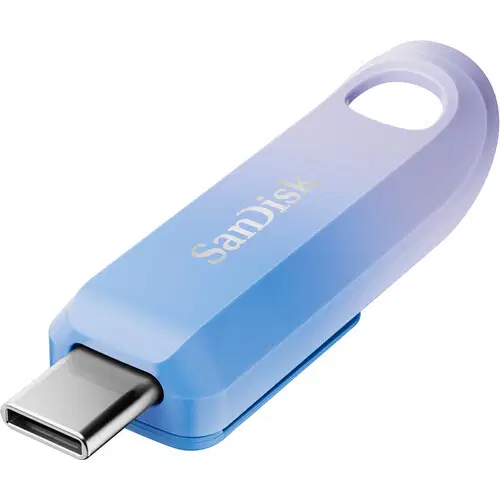 محرك فلاش من سانديسك كريتر بتقنية USB Type-C، بسرعة تصل إلى 400 ميغابايت في الثانية و سعة 256 جيجابايت.