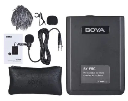 Boya Cardioid Lavalier Microphone BY- F8C for Video or Instruments (BY-F8C)