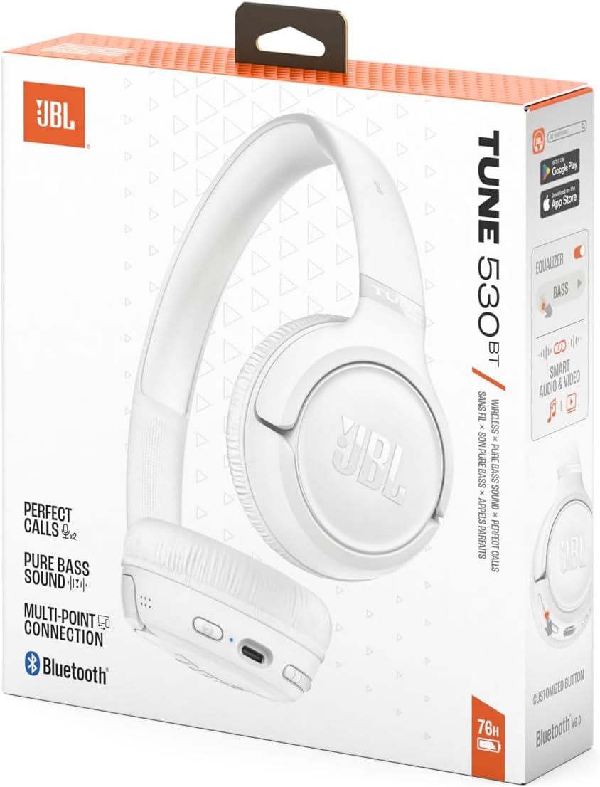 JBL Tune 530BT Wireless On-Ear Bluetooth Headphones with Pure Bass ...