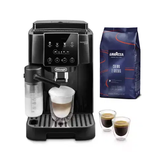 Delonghi Magnifica START - Automatic coffee machine with Cup- black + Free Gift Coffee Beans Lavazza 1k