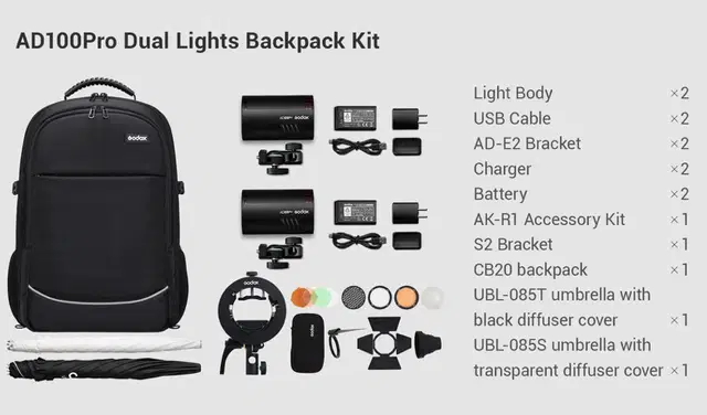 Godox AD100Pro Dual Lights Backpack kit (AD100PRO-KIT-2)