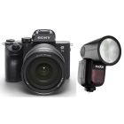 Sony Camera Alpha A7 III CAMERA WITH 28-70 (ILCE-7M3K) + Godox TTL LI-ION Round Flash for Sony (V1S)