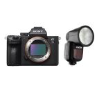 كاميرا سوني a7 III الرقمية - هيكل فقط (ILCE-7M3) + فلاش Godox TTL LI-ION دائري لكاميرا سوني (V1S)