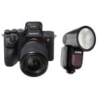 Sony Alpha 7 IV full-frame Hybrid Camera with 28-70 mm Zoom Lens (ILCE-7M4K) + Godox TTL LI-ION Round Flash for Sony (V1S)