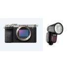Sony ILCE-7CM2 Compact Full-Frame Camera Body Only - Silver (ILCE-7CM2/S) + Godox TTL LI-ION Round Flash for Sony (V1S)