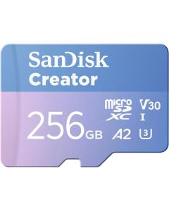 SanDisk Creator microS Card UHS-I with Adapter 256GB Up to 190MB/s read speeds Up to 130MB/s Write Speed