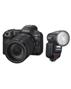 Canon EOS R5 Mark II + RF 24-105 Lens (EOSR5MKIIKIT) + Gift Godox Round Camera Flash for Canon (V100-C)