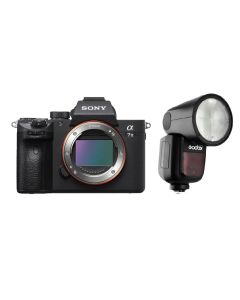 كاميرا سوني a7 III الرقمية - هيكل فقط (ILCE-7M3) + فلاش Godox TTL LI-ION دائري لكاميرا سوني (V1S)
