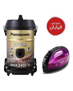 باناسونيك MC-YL999N747 مكنسة كهربائية أسطوانية عالية التحمل بقوة 2400 واط + مكواة بخار لاسلكية NI-WL41VTH