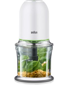 Braun Chopper, 2 in 1, 500W, 0.5L Capacity, 2 Speeds, Ice Crusher, Dishwasher Safe, CH3011WH, White