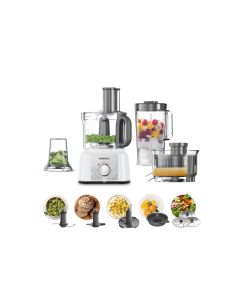 Kenwood Food Processor, 1000W, 3L Bowl, 1.5L Blender, 11 Attachments, 3 Stainless Steel Disks, Blender, Grinder, Juicer Extractor, Whisk, Dough Maker, Citrus Juicer, FDP65.750WH, White