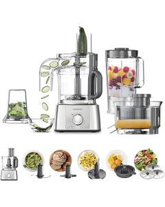Kenwood Food Processor, 1000W, 3L Bowl, 1.5L Blender, 11 Processing Tools, Multi Mill, Grinder, Juicer extractor, Whisk, Dough Maker, Citrus Juicer, Salad Maker, FDP65.880SI, Silver