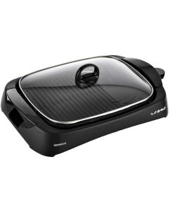 Kenwood Health Grill, 1700W, Glass Lid, Variable Temperature Control, Drip Tray, Oil Draining Channels, HG230009, Black
