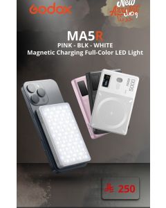 جهاز إضاءة LED RGB من جودوكس MA5R وبنك طاقة (أسود)