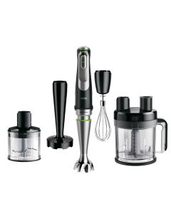 Braun hand Blender, Multi quick 9, 1200W, 3.2L Food Processor, 0.600L Beaker, 0.500L Chopper, Whisk, Potato Masher, Stainless Steel Shaft, Splash Control, MQ9187XLI, Black
