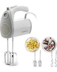 Kenwood Hand Mixer Electric Whisk, 300W,5 Speeds + Turbo Button, Twin Stainless Steel Kneader and Beater for Mixing, Whipping, Whisking, Kneading, HMP20.000WH, White
