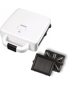 Kenwood Sandwich Maker, 3in 1, Grill, 1300W, 180 Degree Hinge, 2 Non Stick Plates, 4 Slots, SMP94.A0WH, White