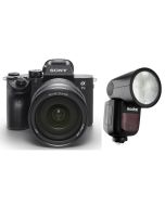 Sony Camera Alpha A7 III CAMERA WITH 28-70 (ILCE-7M3K) + Godox TTL LI-ION Round Flash for Sony (V1S)