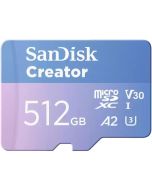 SanDisk Creator microS Card UHS-I with Adapter 512GB Up to 190MB/s read speeds Up to 130MB/s Write Speed