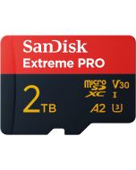 بطاقة سان ديسك إكستريم برو microSDXC™ UHS-I بسعة 2 تيرابايت، سرعة قراءة تصل إلى 250 ميجابايت/الثانية؛ سرعة كتابة تصل إلى 150 ميجابايت/الثانية، ضمان مدى الحياة