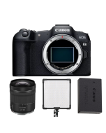 EOS R8 BODY + LP17 Battery + Canon RF 24-105mm F4-7.1 IS STM (EOSR8-B) + FH50R (GODOX LED)