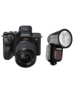 Sony Alpha 7 IV full-frame Hybrid Camera with 28-70 mm Zoom Lens (ILCE-7M4K) + Godox TTL LI-ION Round Flash for Sony (V1S)