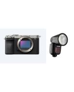 Sony ILCE-7CM2 Compact Full-Frame Camera Body Only - Silver (ILCE-7CM2/S) + Godox TTL LI-ION Round Flash for Sony (V1S)