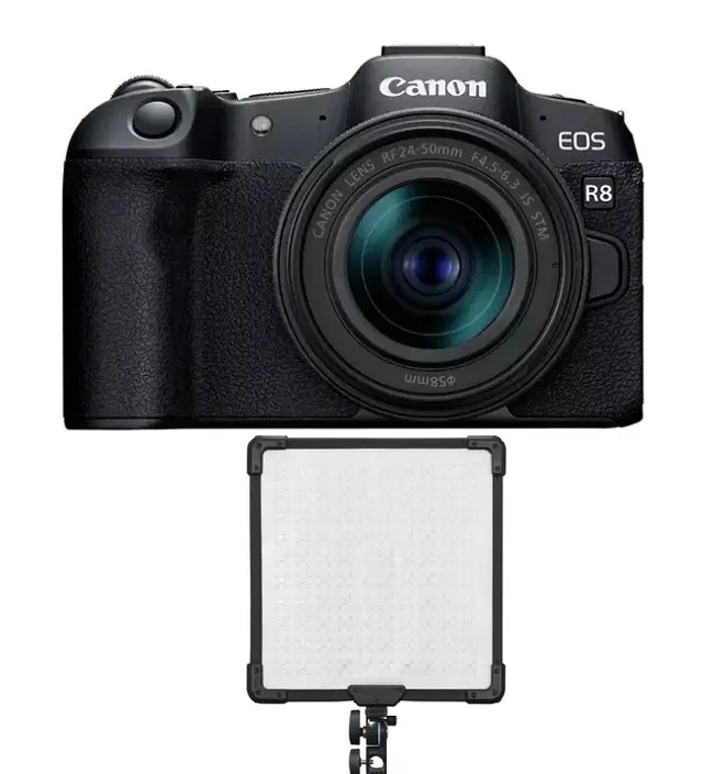Canon EOS R8 Camera with RF24-50mm F4.5-6.3 IS STM Lens + Gift Godox FH50R RGB LED Flexible Light Panel (FH50R)