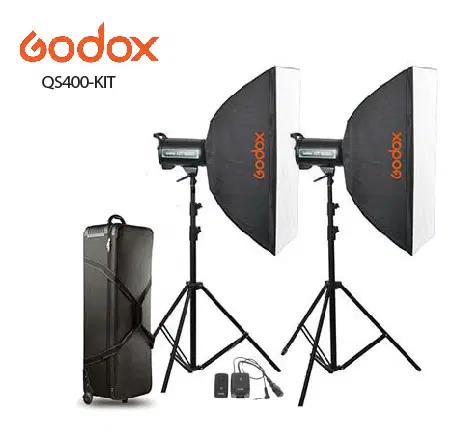(QS400II-KIT) جودوكس QS400 طقم فلاش تصوير + 2 حامل إضاءة