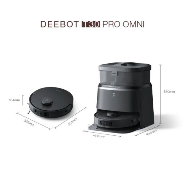Ecovacs DEEBOT T30 PRO OMNI Black Vacuum & Mop (11000Pa