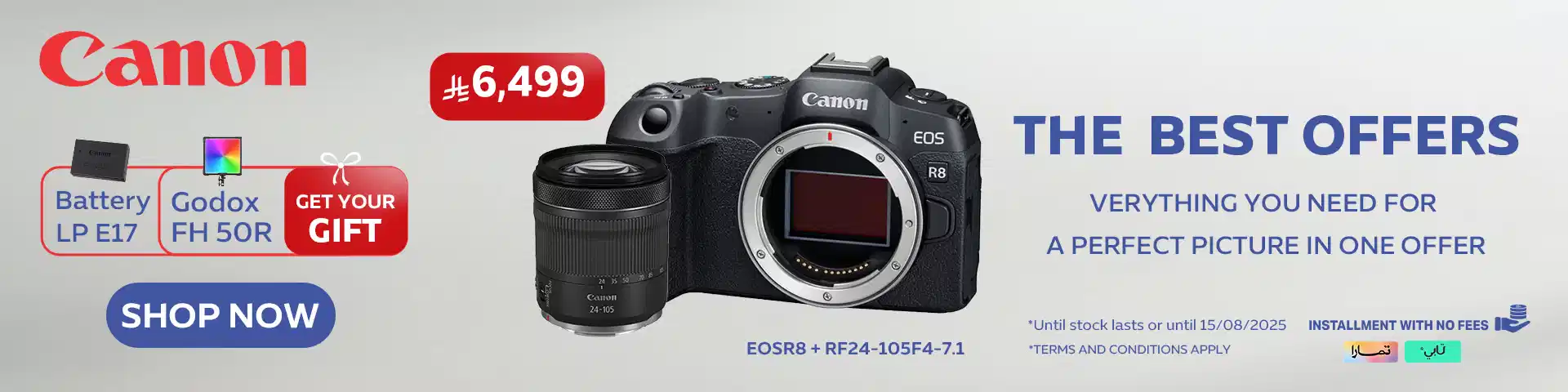 Save 2,789 SAR + Free Gifts with Canon EOS R8!